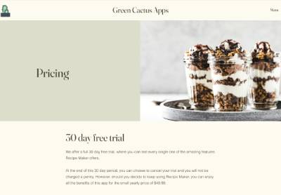 The Recipe Maker homepage from the third angle